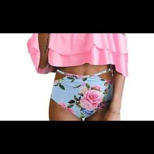 Floral High Waist Bikini Bottoms
